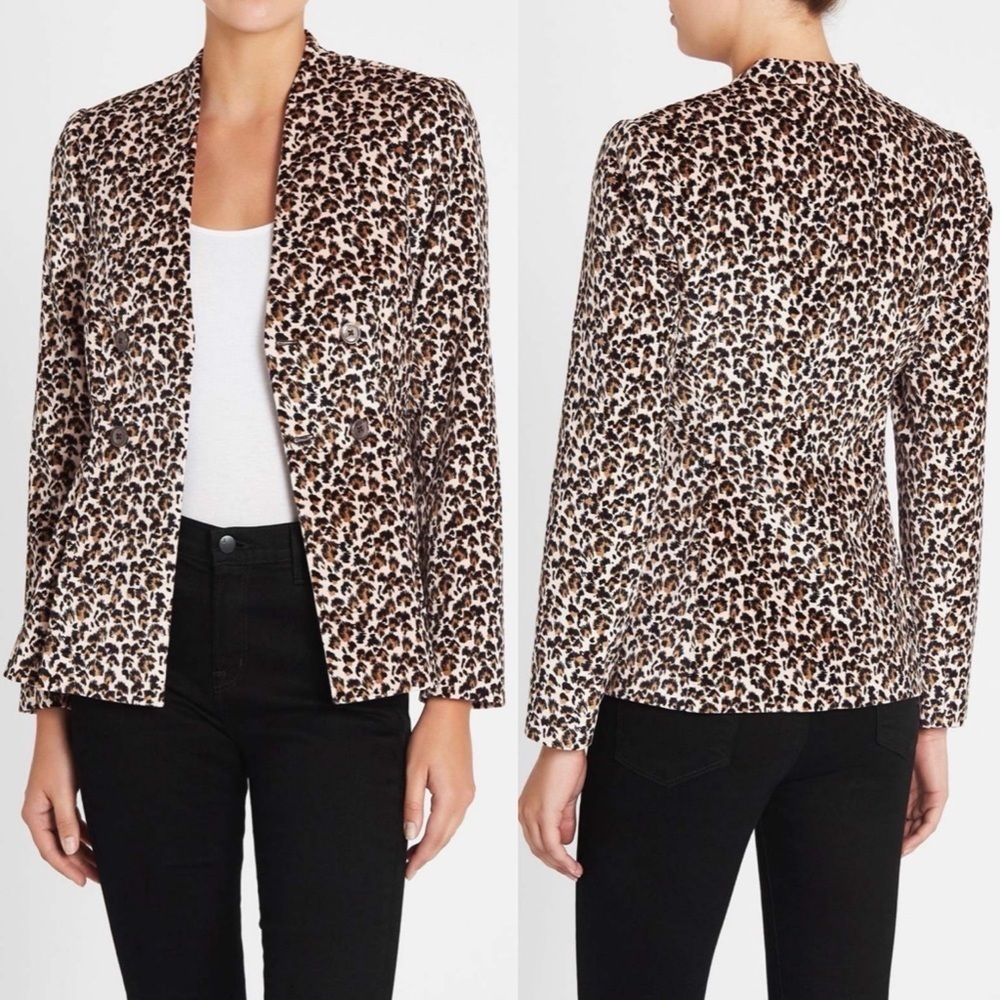 NWOT Rebecca Taylor Leopard Print Velveteen Jacket Blazer Size 2